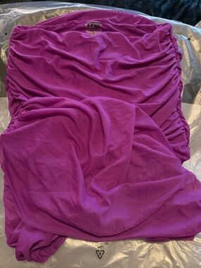 Women’s Ruched Swim Coverup — Magenta